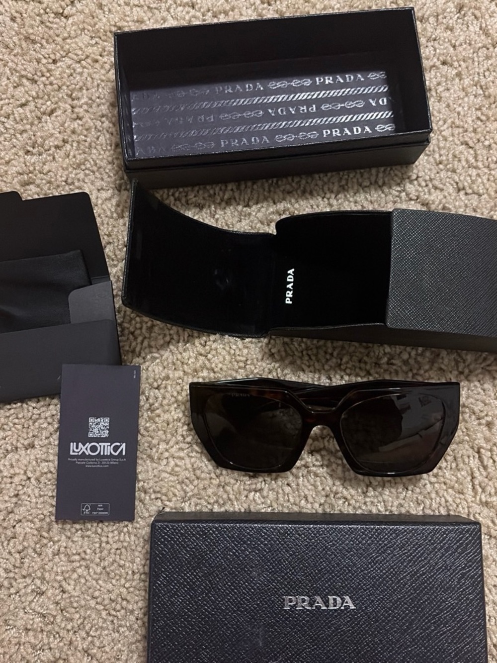 Prada Dark Tortoise Oversized Cat-Eye Sunglasses